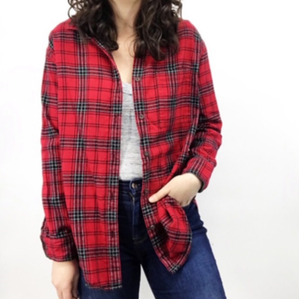 Roots red and grey classic Canadian plaid 100% cotton